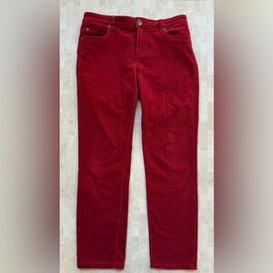 KUT From The Kloth‎ Skinny Corduroy Pants Womens 12 Burgundy Low Rise Adjustable